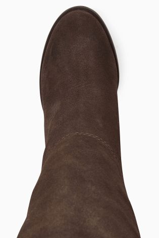 Suede Long Western Boots